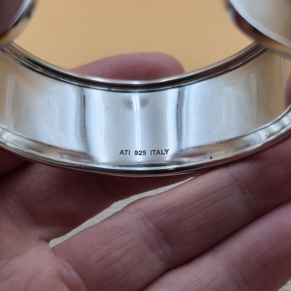 6 Inch Sterling Silver Solid Bright Wide Heavy Cuff Bracelet B572 - Picture 4 of 6